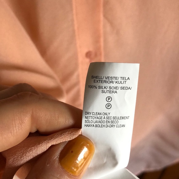 100% Silk peach long sleeve top -Lucky Brand - Picture 8 of 8